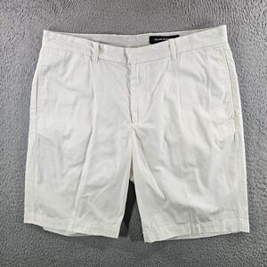 Club Monaco Mens Chino Shorts 33 Off White Cream Cotton Flat Front 9 Inseam